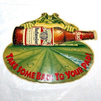 Vintage 1995 Budweiser Sign Frog On Pad 29''x35'' Take Some Back To Your Pad #BS5