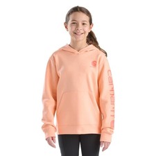 Carhartt Girls' Hooded Sweatshirt, Peach Nectar, Medium 10 
