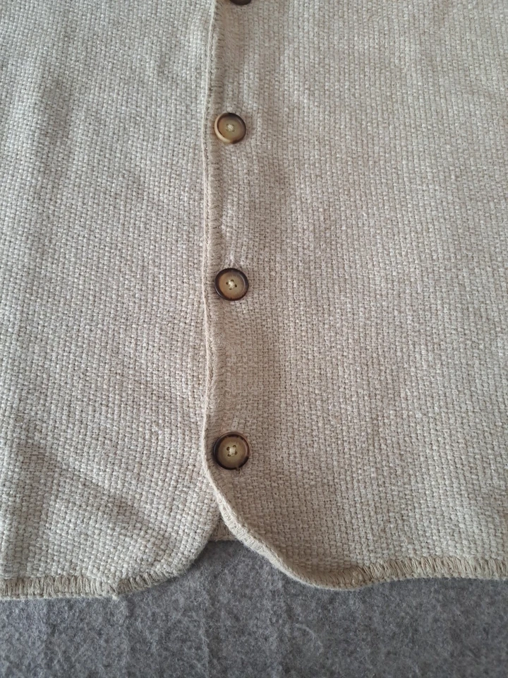 Structure Sweater Vest Button Up Vintage Men’s Sz XL Khaki Cotton & Ramie - Image 2 of 4