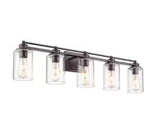 Jazava Farmhouse 37.4 in. 5-Light Oil Rubbed Bronze Bathroom Vanity Light