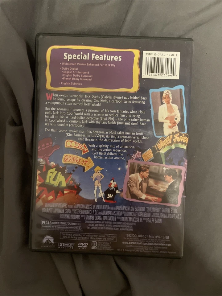 Cool World DVD, 1992 - Brad Pitt Kim Basinger Gabriel Byrne - Image 2 of 4