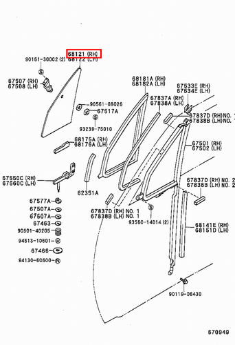 Genuine Toyota Hilux LN107 LN106 Dual Cab Right RH 1/4 Quarter Vent Window Glass - Picture 4 of 4