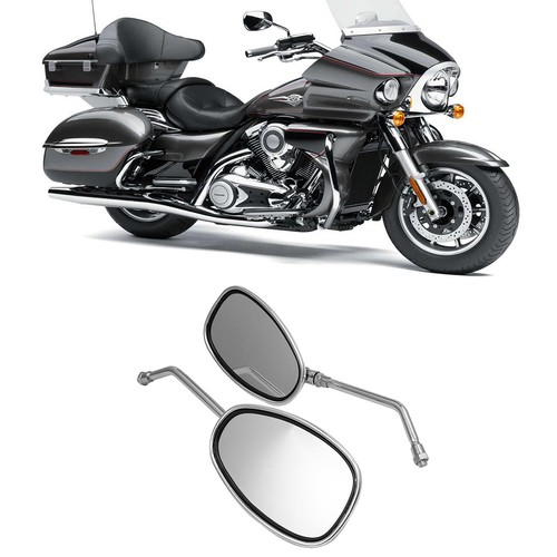 Oval Motorcycle Side Mirrors Chrome Rearview 10MM Fits For Yamaha Street Bikes - Picture 2 of 12