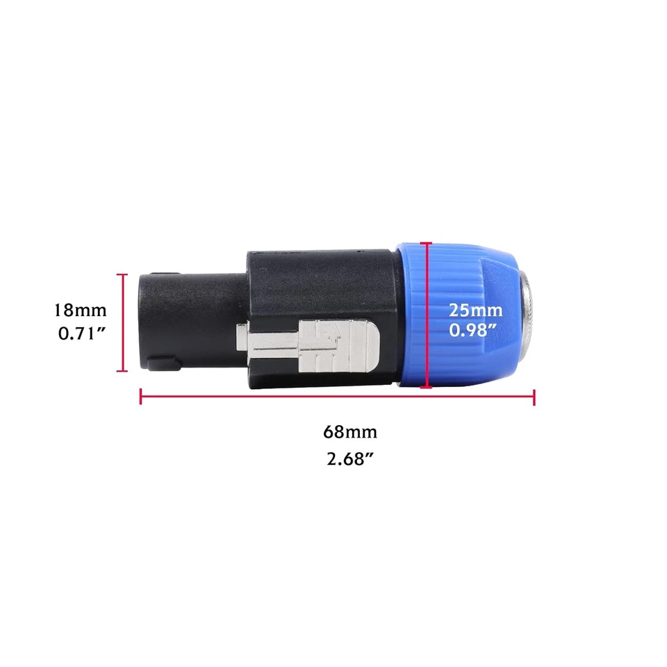 Adaptador de conector Speakon a 1/4" pulgadas Pro Speak-On macho a enchufe hembra de 1/4 Foto 3 de 4