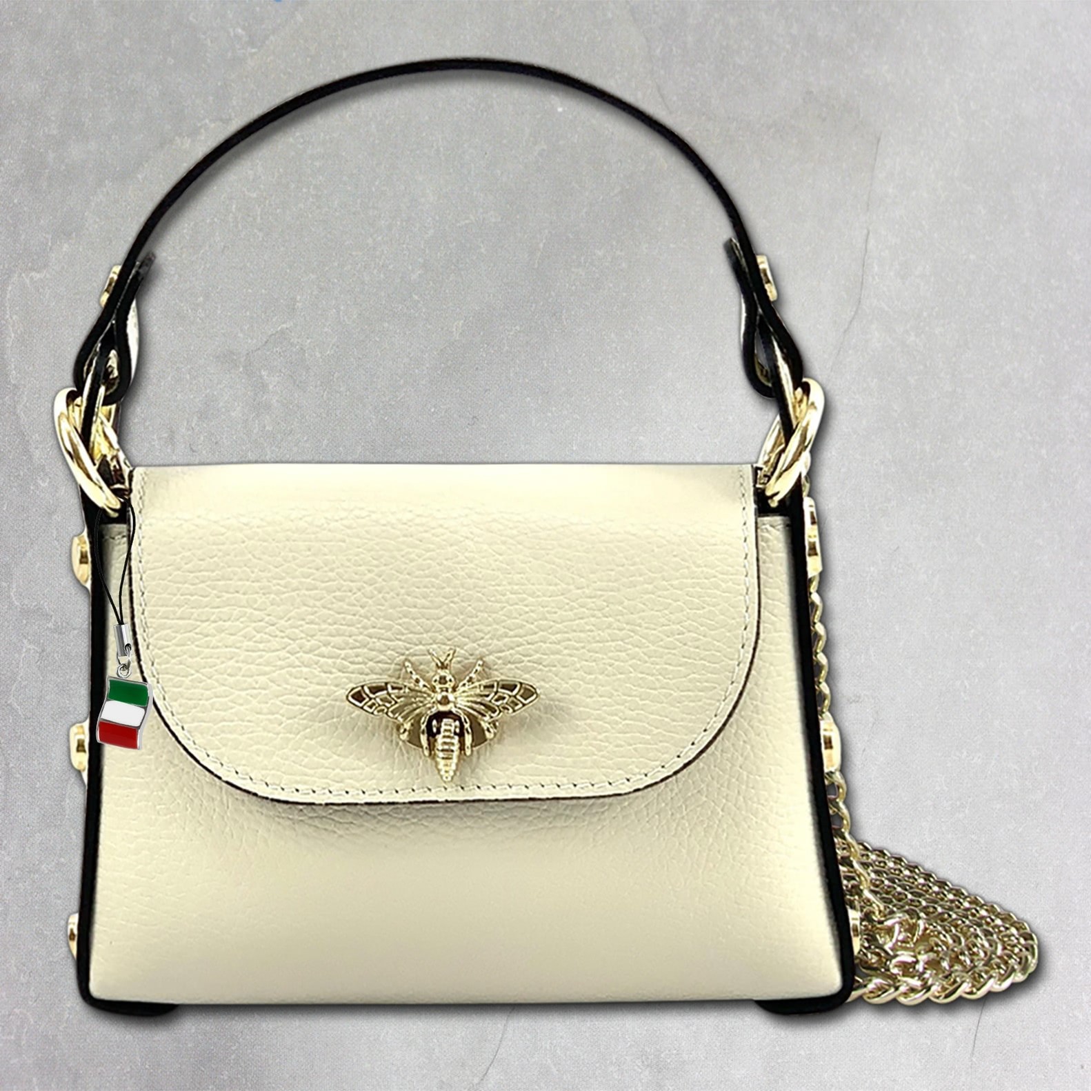 Florence Bolso de Bandolera Abeja Mujer Cuero Auténtico Beige OTF817I