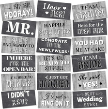 24 Designs Wedding Photo Booth Props Double Sided 11X5.5 Inch Photo Booth Props