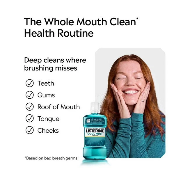 Listerine Cool Mint Antiseptic Mouthwash, 50.7 fl. oz., 2 pk Free Shipping - Image 3 of 4