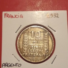 Francia Moneta 10 Franchi 1932 Argento gr10 680%