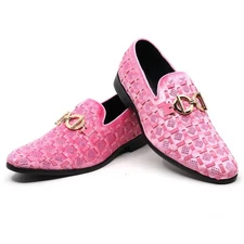 Luxury Velvet Woven Pattern Tuxedo Loafers Slip On Homecoming Prom Shoes SM-64