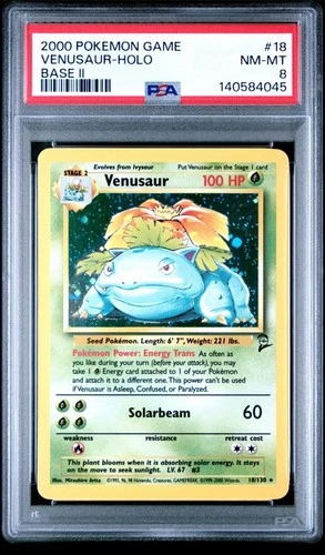 2000 POKEMON BASE SET 2 #18 VENUSAUR-HOLO PSA 8