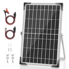 Solar Battery Trickle Charger: 10 Watt 12V Solar Panel Maintainer for Car Boa...