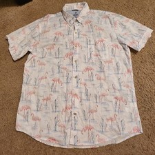 Izod Saltwater Performance Men's Flamingo Palms Tropical Button Down Shirt XL