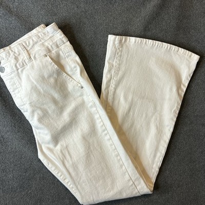 Risen White Stretch Denim High Rise Flare Jean Y2K Style Sz 31