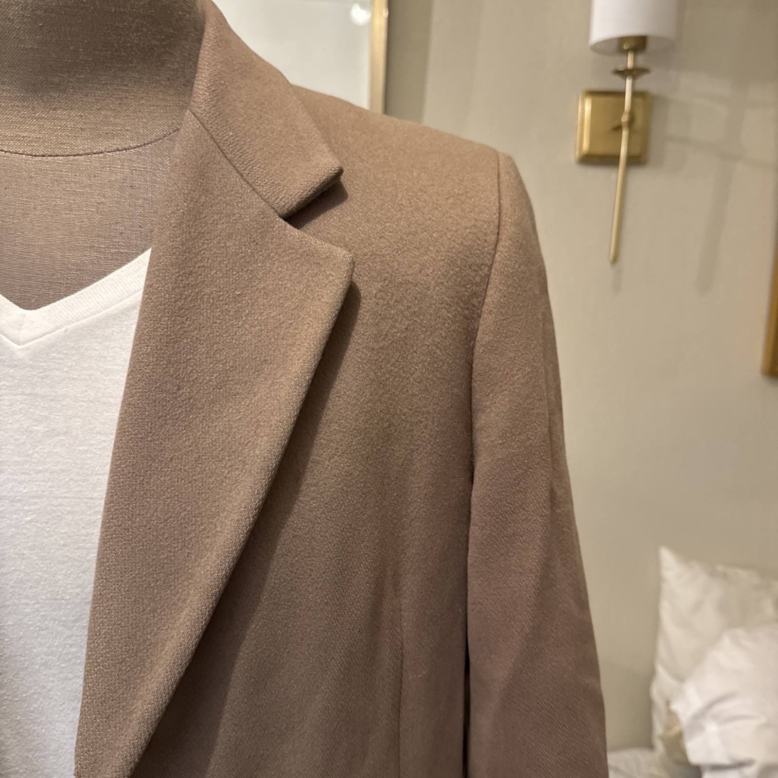 Cappotto giacca scialle lana lungo beige Saint Laurent M vintage