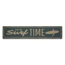 Surf Time Rustic Distressed Sign, Personalized Wood Sign