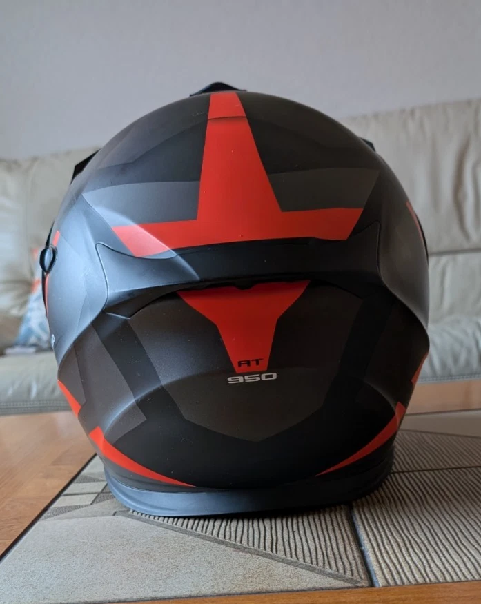 Casco de moto Scorpion AT950 negro y naranja talla L Foto 3 de 4