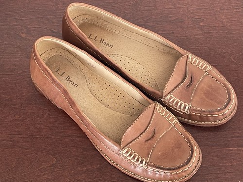 Women's Size 6.5 L.L. Bean Signature Leather Loafer Natural Tan Brown