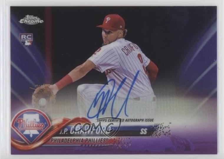 2018 Topps Chrome Rookie Purple Refractor 242/250 JP Crawford #RA-JC Auto RC