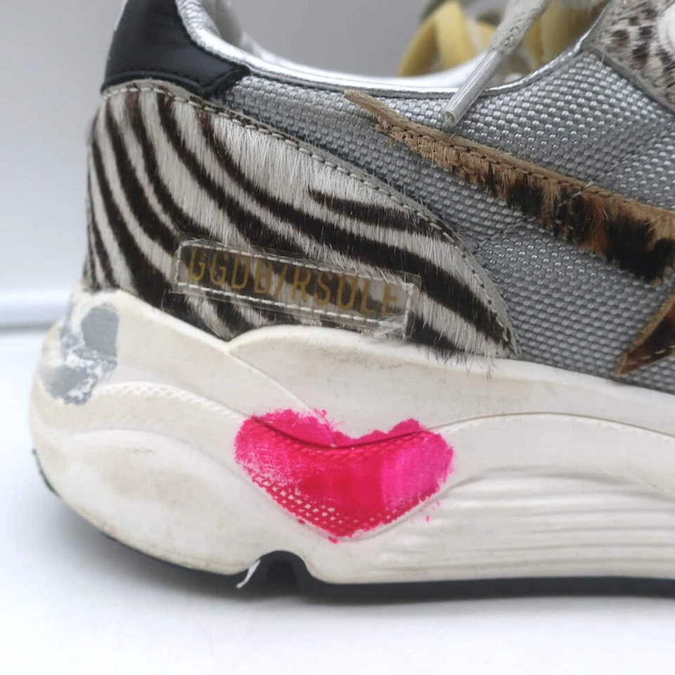 Golden Goose Running Sole Sneakers Zebra & Leopard Print Calf Hair Size 38 - Image 4 of 4