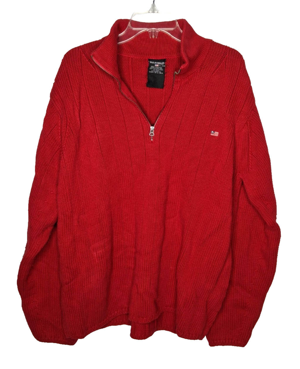 vintage Polo Jeans Co Ralph Lauren Heavy Duty 1/4 Zip Sweater Mens Size XL Red