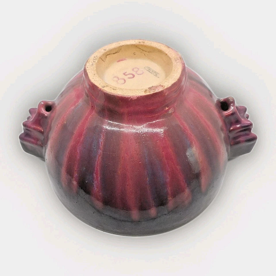 Fulper Pottery No.858 Bowl Footed & Handles 9" Wide & 4 1/2" Tall - Image 4 of 4