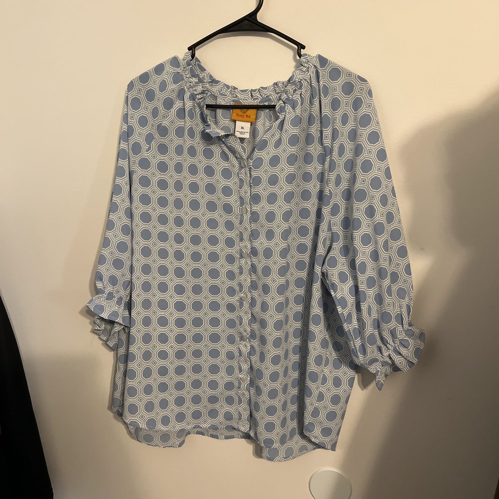 Ruby Rd. Women's Tile Patchwork Silky Pleated Top… - image 1