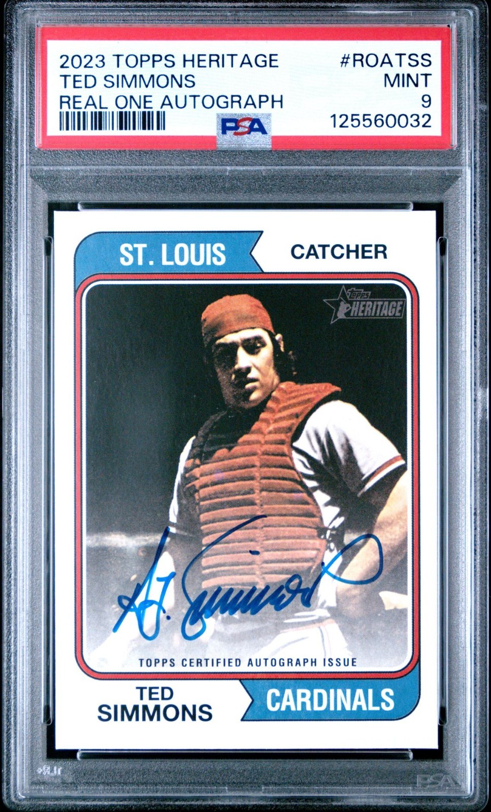 2023 TOPPS HERITAGE TED SIMMONS REAL ONE AUTO #ROA-TSS PSA 9 POP 10 HOF