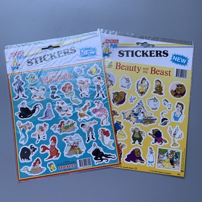 Disney Vintage Sticker 1994 Neu Versiegelt Kleine Meerjungfrau, Die Schöne und das Biest