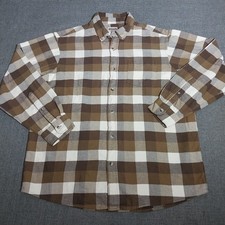 Mens Red Head Long Sleeve Flannel Shirt XL Brown Plaid