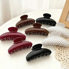 8 PCS Polka Dot Hair Claw Clips Bulk 3.4 Inch Retro Accessories Jaw Clamp