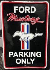 FORD MUSTANG Parking -*US MADE* Embossed Sign - Man Cave Garage Wall Decor (BLK)