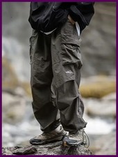 Men Cargo Hiking Pants Waterproof Baggy Jogging Outdoor Wide Leg Trousers