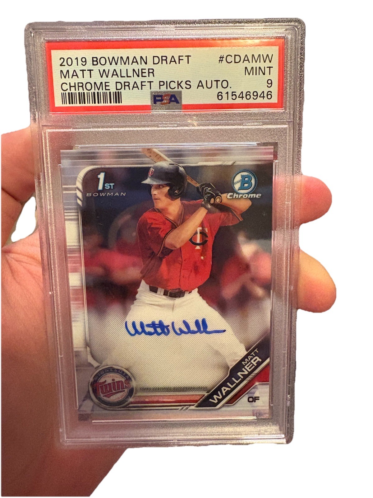 2019 Bowman Chrome Draft Picks Matt Wallner Auto PSA 9!