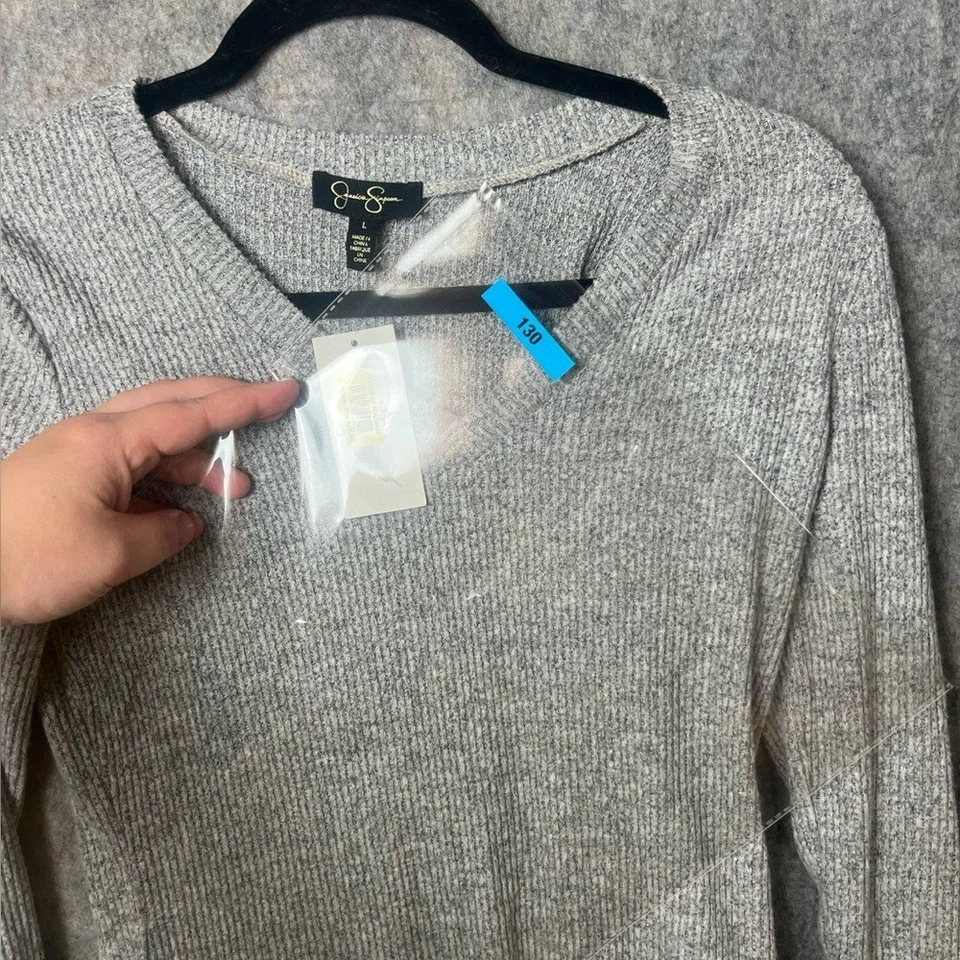 Body tejido acanalado cuello en V gris talla grande Jessica Simpson para mujer talla grande nuevo con etiquetas Foto 2 de 4