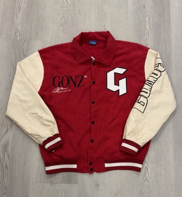 Gonz Red Corduroy Varsity Jacket Cream Sleeves Embroidered G Size L