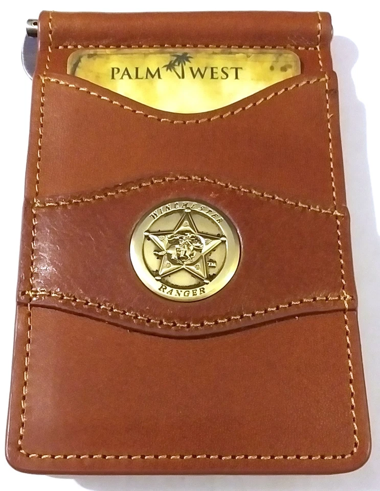 НОВЫЙ - МУЖСКИЕ RUGER PALM WEST КОРИЧНЕВЫЙ КОЖАНЫЙ БУМАЖНИК ДЕНЬГИ ЗАЖИМ - WINCHESTER РЕЙНДЖЕР - Изображение 4 из 4