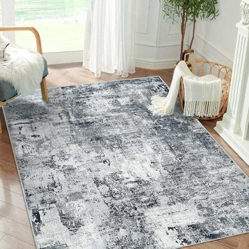 4x6 Area Rugs Washable Modern Soft Non Slip Distressed Under Dining Table - Picture 2 of 8