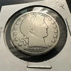 1912 Barber Silver Half Dollar Coin, Circulated