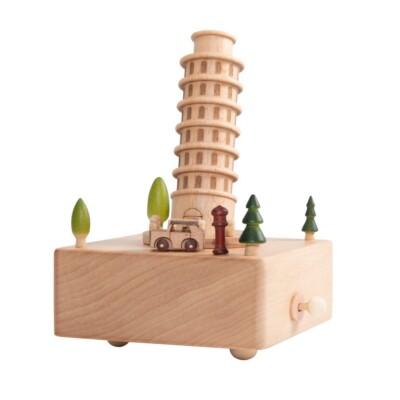 Muson Spieluhr / Spieldose - Schiefer Turm von Pisa - aus Holz