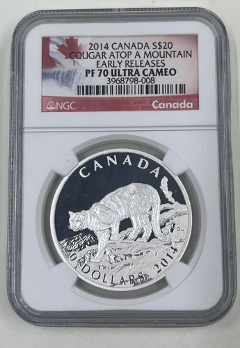2014 Canada S$20 NGC PF70 Ultra Cameo Cougar Atop a Mountain Early Releases