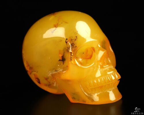 1.3" Baltic Amber Hand Carved Crystal Skull, Realistic, Crystal Healing - 第 1/7 張圖片
