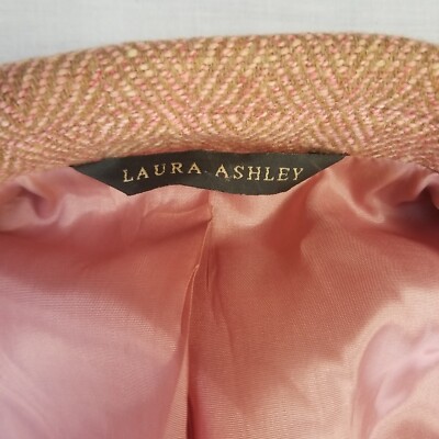 Laura Ashley Damen-Blazer Wollmischung rosa Fischgrätjacke gefüttert UK 14