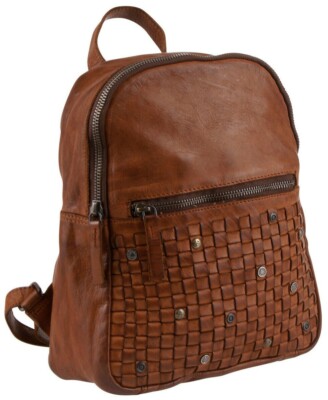 NWT HARBOUR 2ND ZOLA DOME STUDDED WOVEN LEATHER DOUBLE ZIP  display picture 2