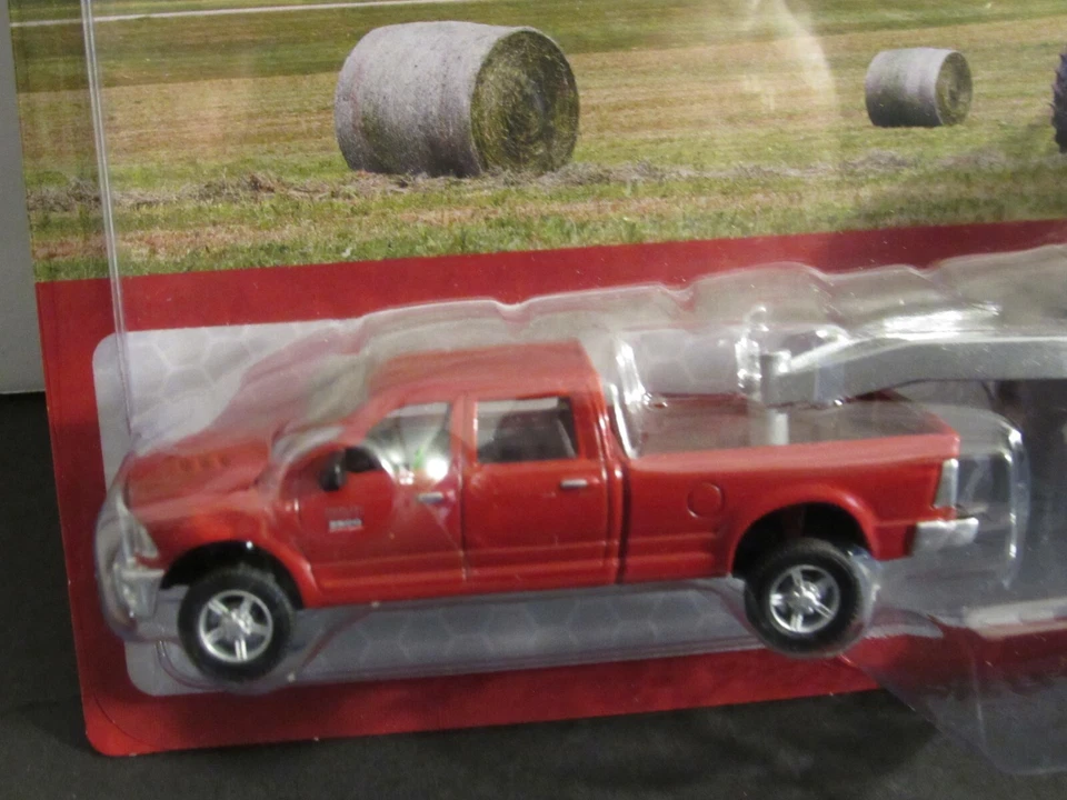 ERTL Case IH Dodge Ram Pickup w/ Gooseneck Trailer & 11 Round Bales 1:64 NISP - Image 2 of 4