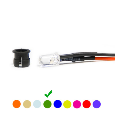 20 x Verkabelte Dioden LED + Plastik Halterung Wired Grün Klare Linse 6V 5mm