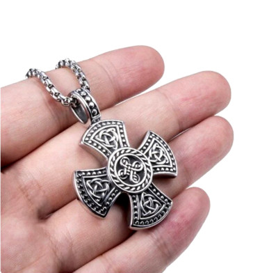 3D CELTIC CROSS IRISH KNOT VIKING Pendant 925 Sterling Silver 22 ...