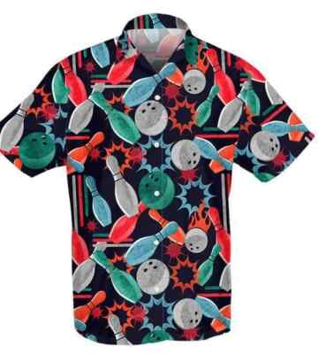AMAZING BOWLING BALL AND PIN HAWAIIAN ALOHA SHIRTS SUMMER GIFT FUNNY