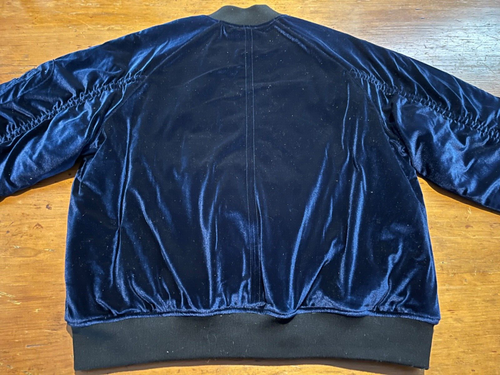 ASOS Design Men's Blue Velvet Bomber Jacket Size M - Picture 7 of 17