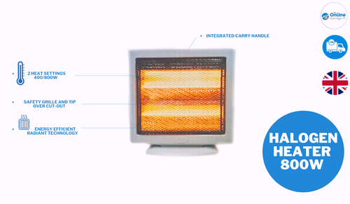 800W HEATER 400 / 800W INSTANT HEAT HOME EASY TO MOVE HEATING OFFICE HALOGEN - Picture 2 of 3