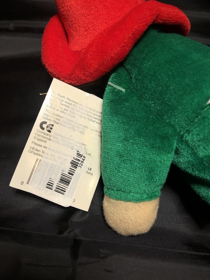 Vintage Paddington Eden Plush Bear Green Coat Red Hat Stuffed Animal